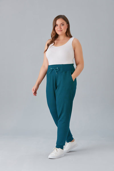 Sports trousers with wide belt - Turquoise