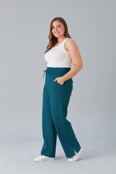 Sports pants with slits - Turquoise