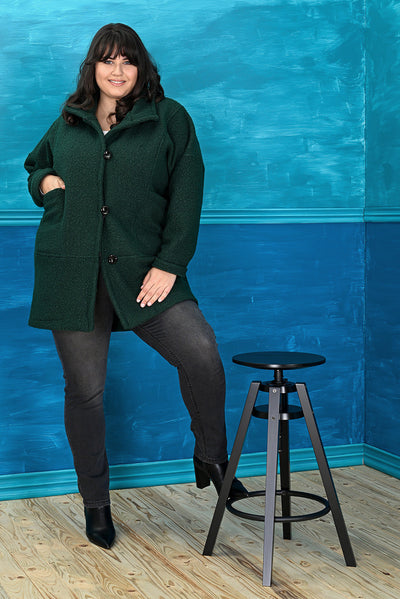 Plus size autumn bouclé coat in large size - Green