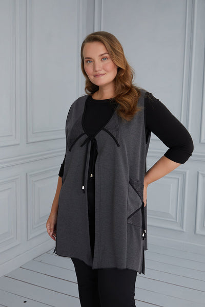Maxi knitted bodice with ties-gray