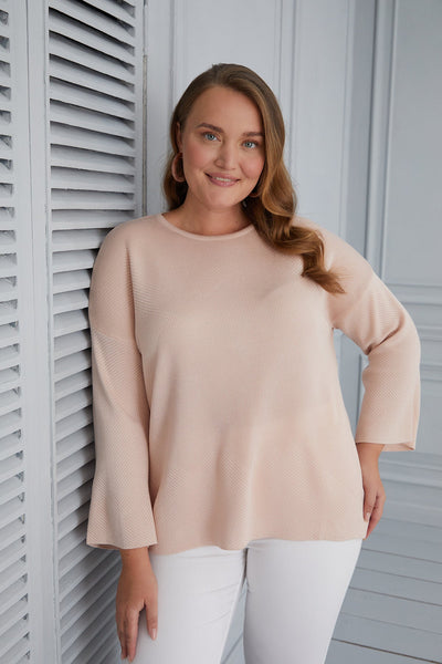 Oversized Blouse with flared sleeves - beige