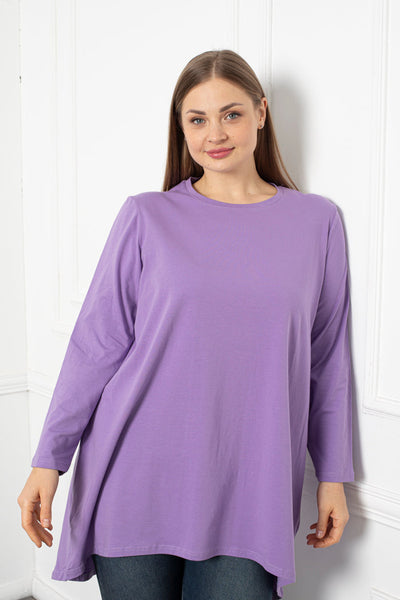 Maxi Cotton Tunic Long Sleeve Basic - Purple