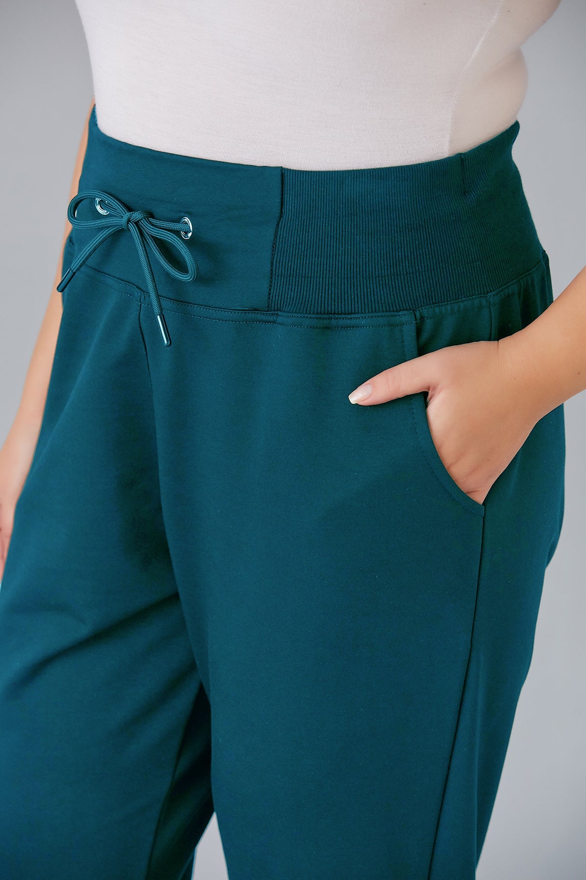 Sports trousers with wide belt - Turquoise