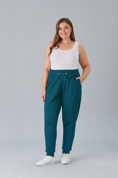 Sports trousers with wide belt - Turquoise