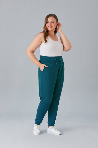 Sports trousers with wide belt - Turquoise