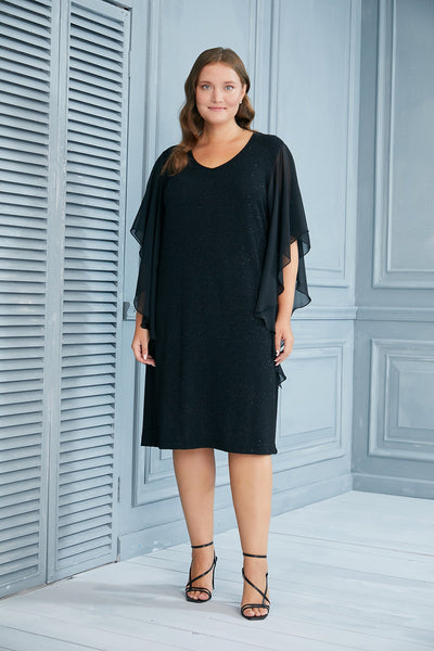 Plus size holiday dress with angel sleeves