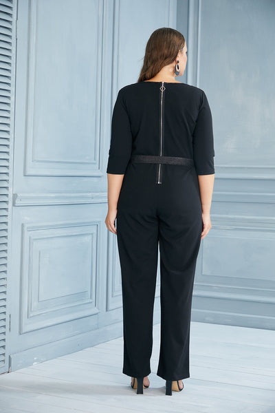 Plus size elegant jumpsuit with zipper on the back