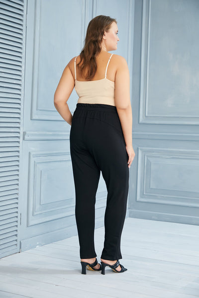 Plus size pants with hem and slits