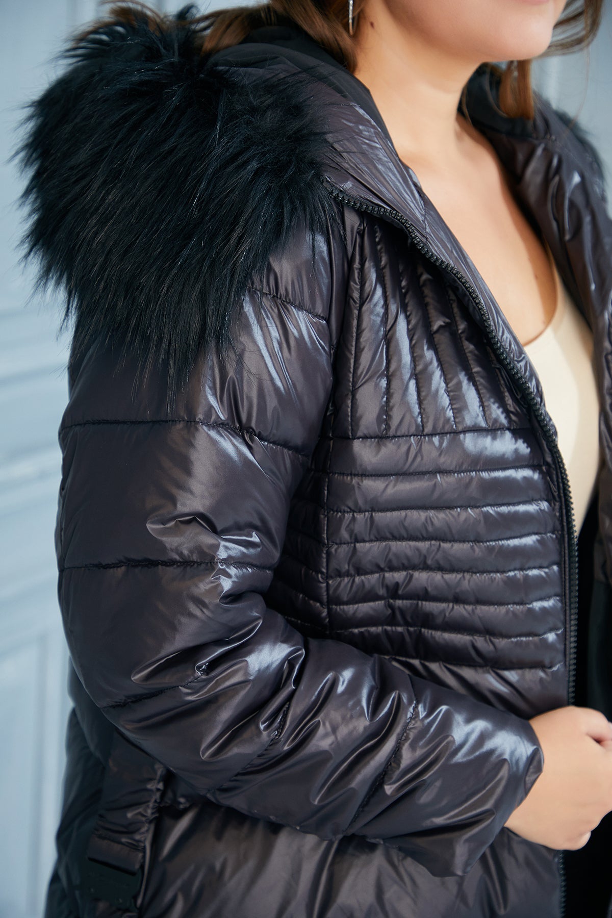 NEW IN! Plus size long jacket Winter Pearl black