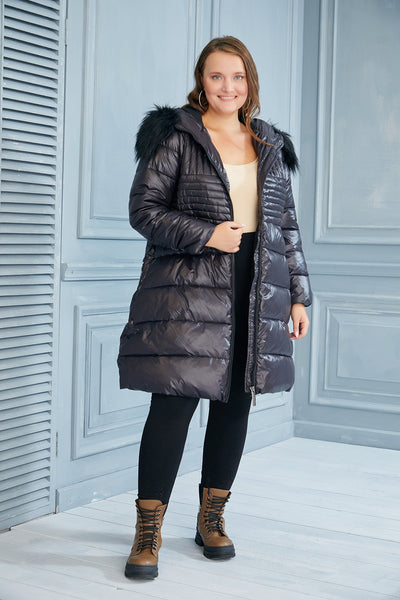 NEW IN! Plus size long jacket Winter Pearl black