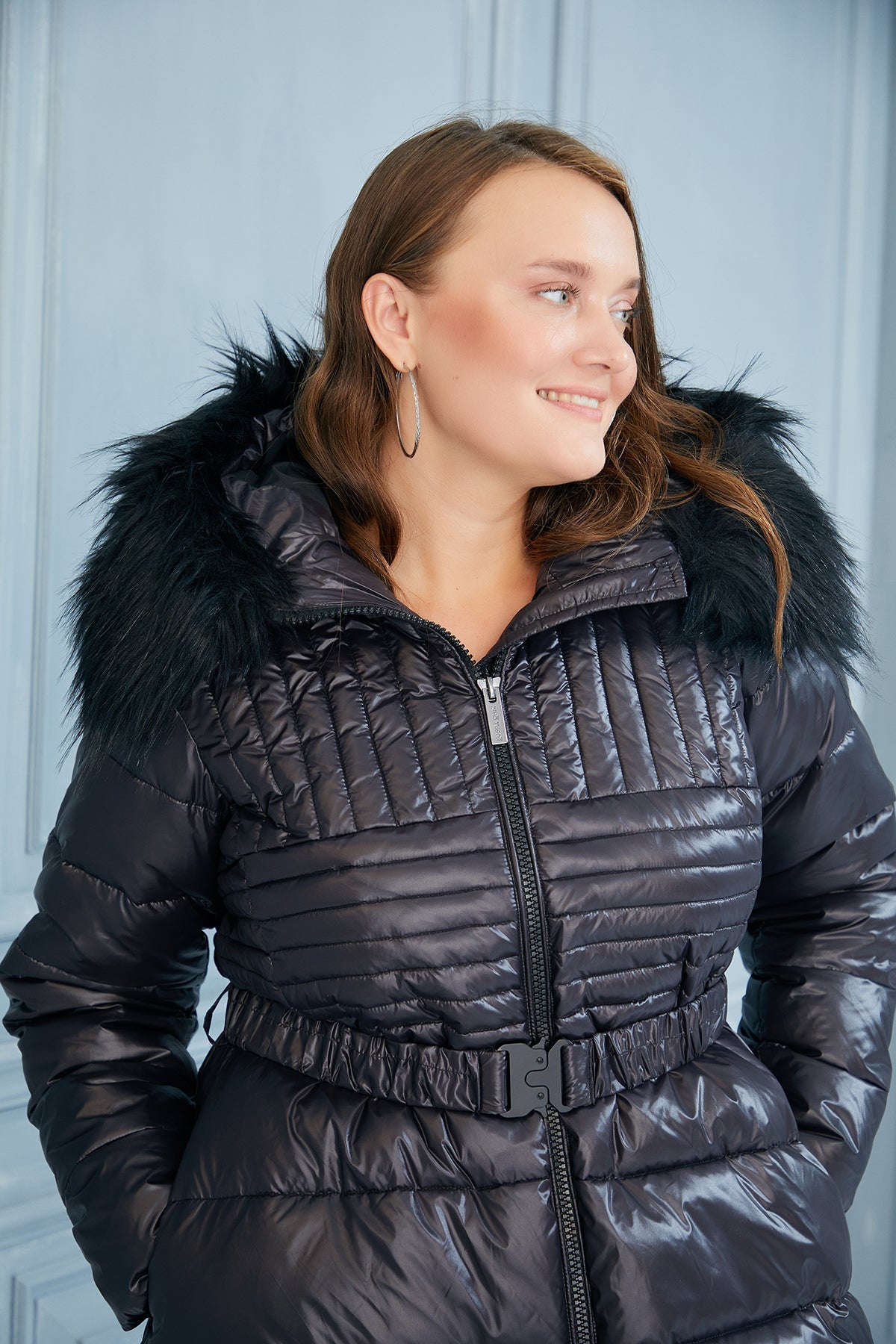 NEW IN! Plus size long jacket Winter Pearl black