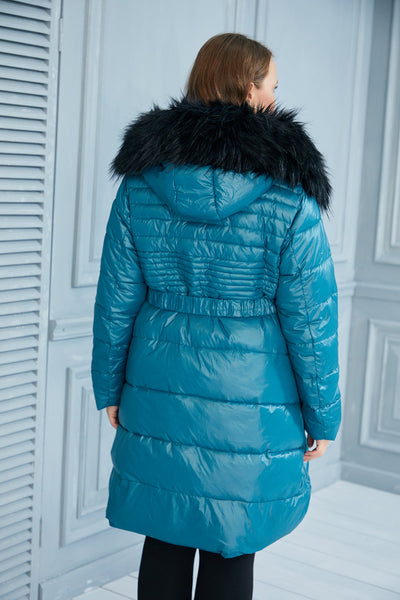 NEW! Plus size long jacket Winter Pearl - Blue 