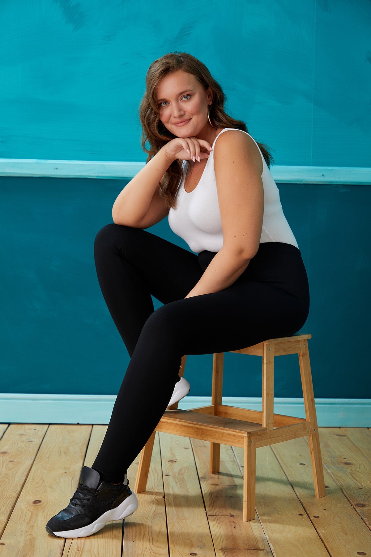 Plus size leggings from stretch fabric BASIC