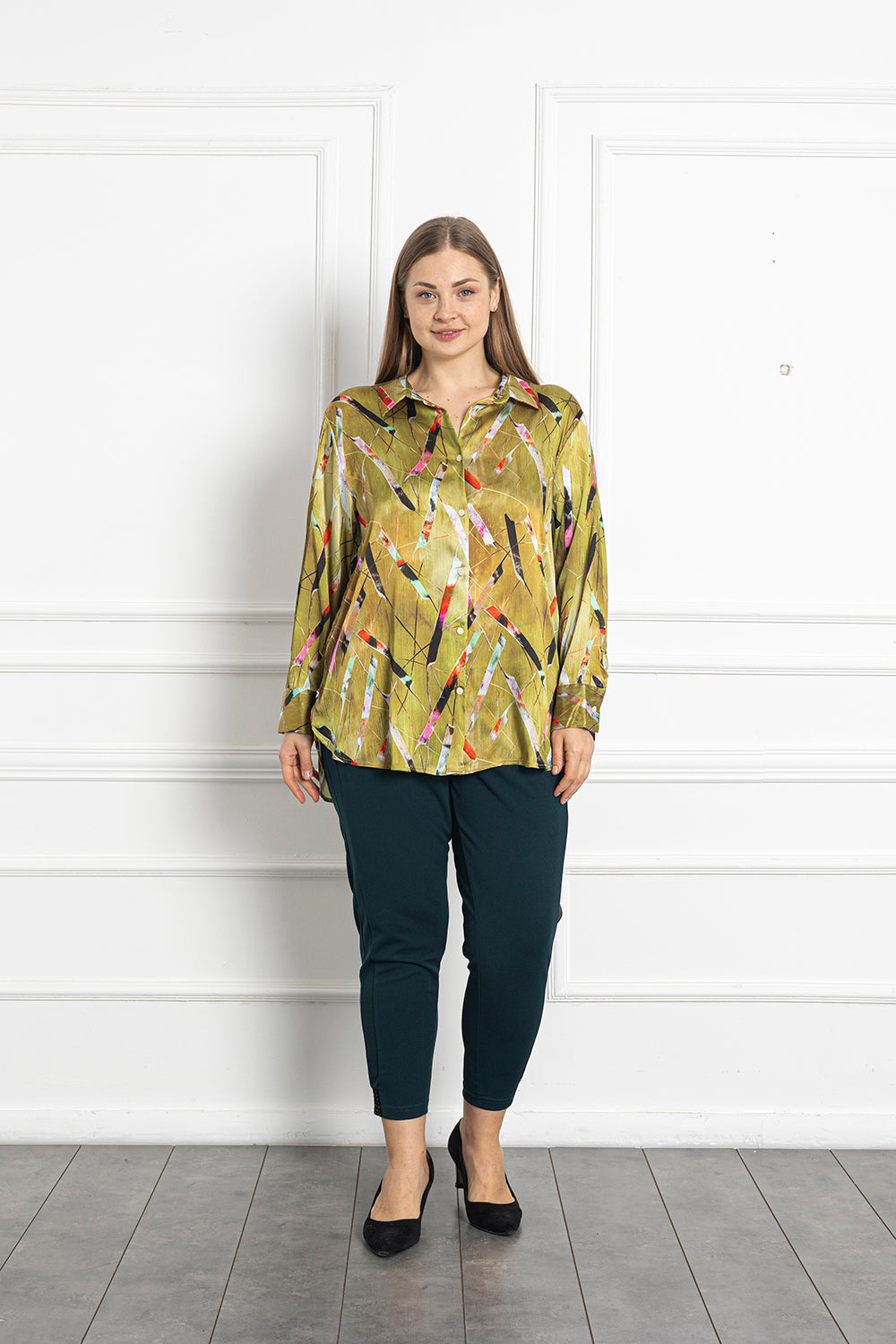 Maxi Satin Shirt Deluxe - Figures Green