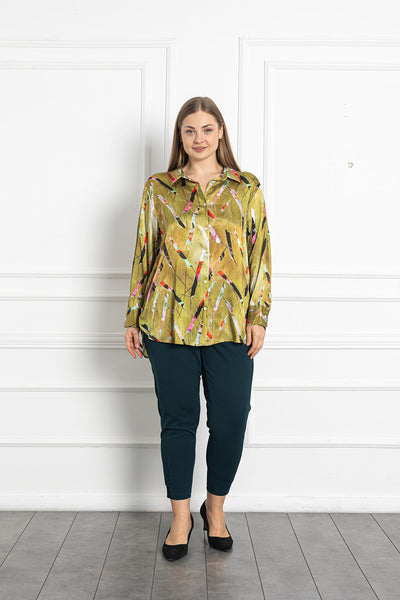 Maxi Satin Shirt Deluxe - Figures Green