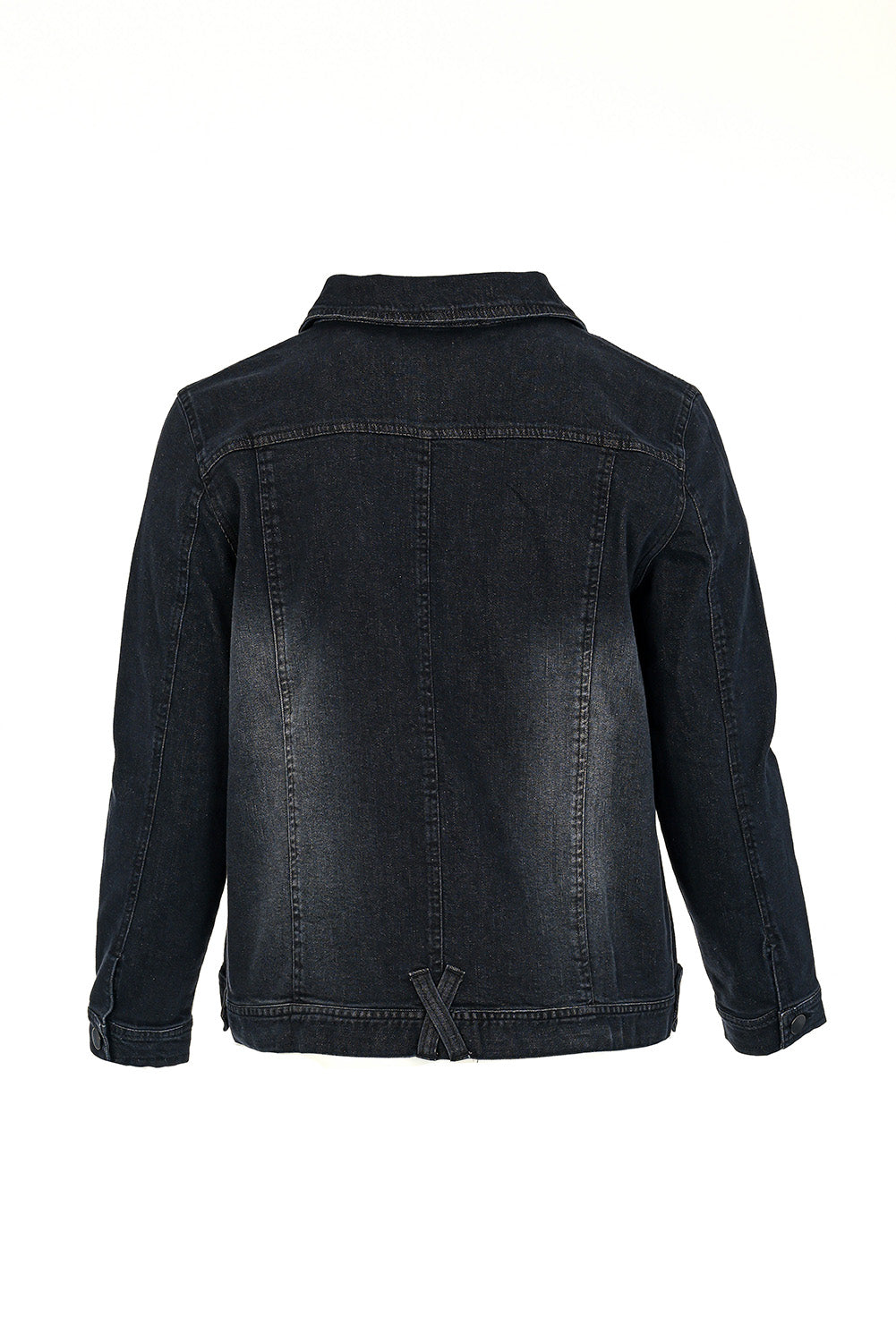 Plus size denim jacket with decoration - Graphite