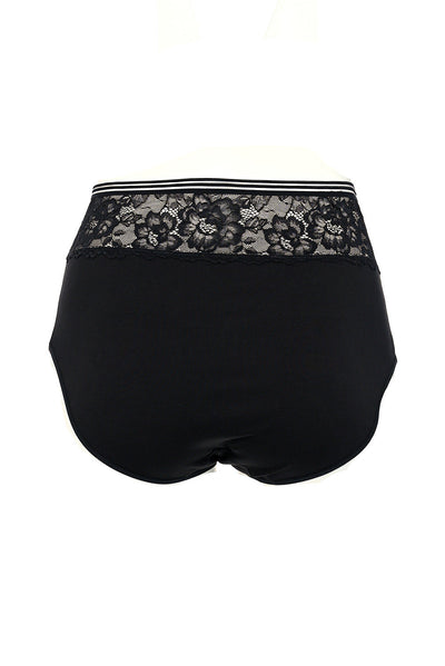 Set of 2 pcs. cotton panties with lace - Black and Bordeaux