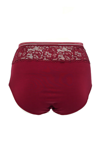 Set of 2 pcs. cotton panties with lace - Black and Bordeaux