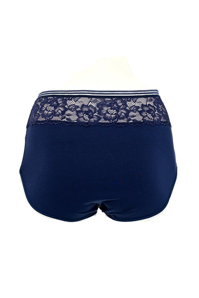 Set of 2 pcs. cotton panties with lace - Black and Blue