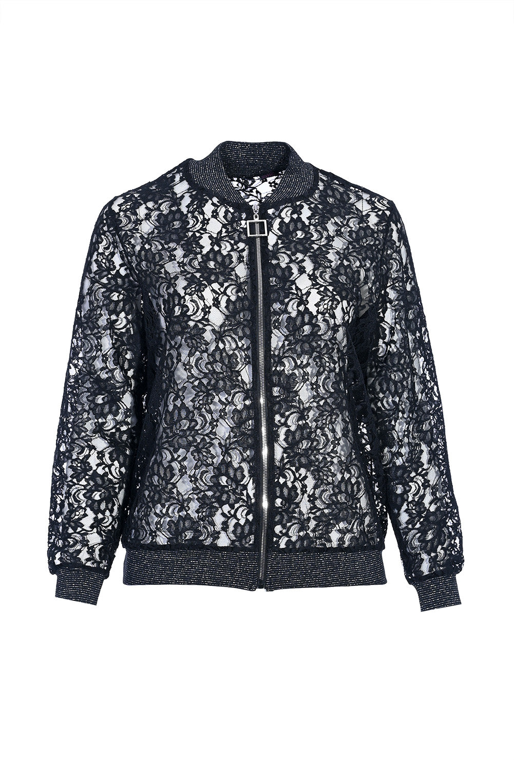 Plus size lace jacket with zipper women