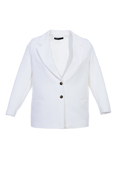 Elegant jacket with lining and two buttons in oversized- white