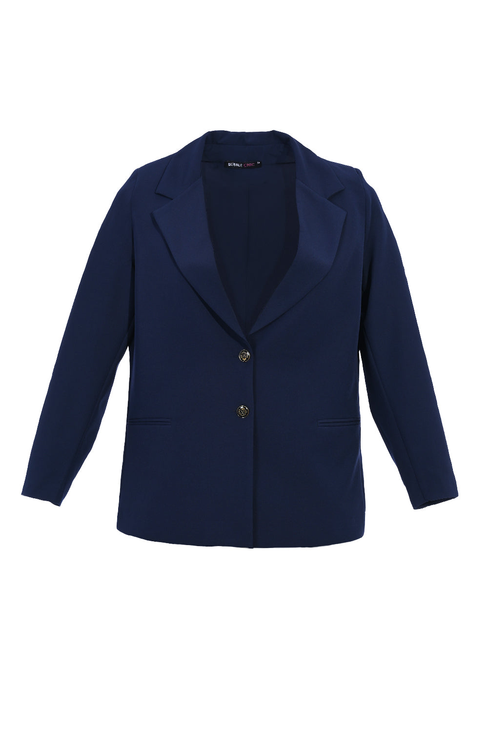 Elegant jacket with lining and two buttons in large size - blue