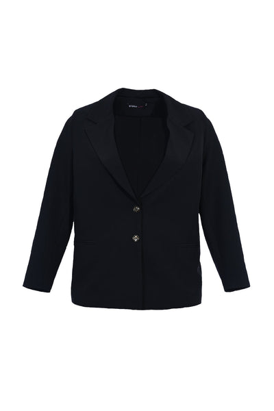 Elegant jacket with lining and two buttons in oversized- black