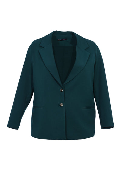 Elegant jacket with lining and two buttons in large size - green