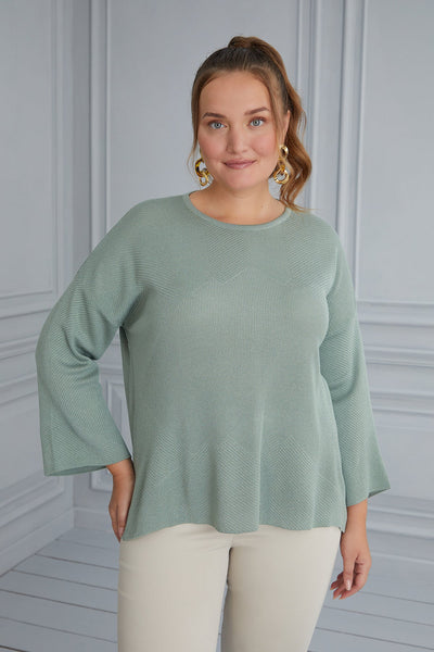 Oversized Blouse with Flared Sleeves - Green