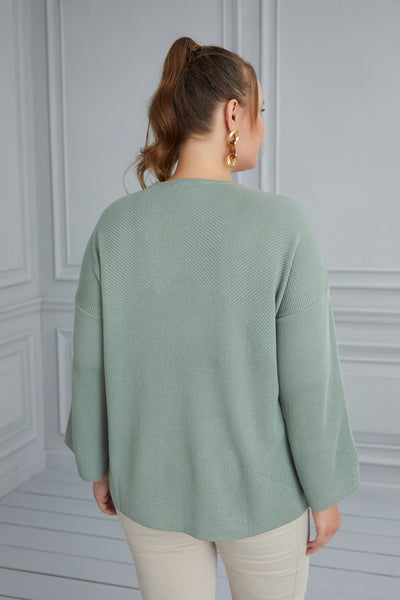 Oversized Blouse with Flared Sleeves - Green