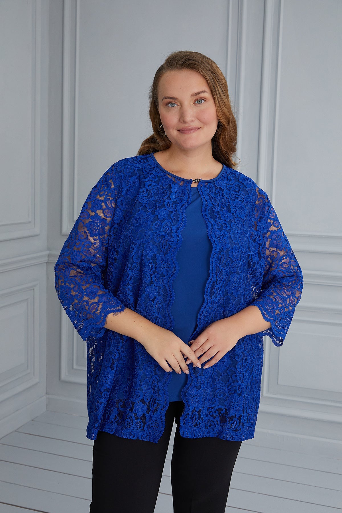 Maxi set bolero with lace 2 in 1 - royal blue