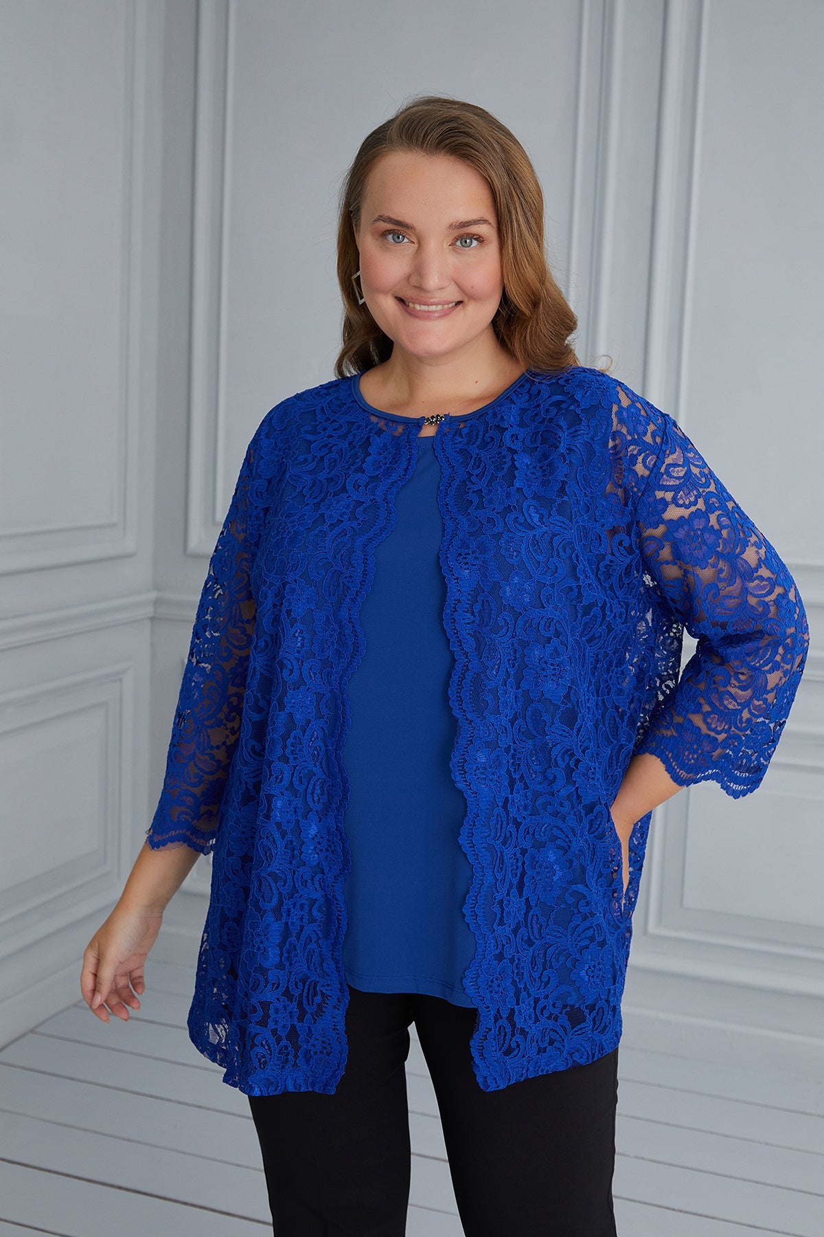 Maxi set bolero with lace 2 in 1 - royal blue