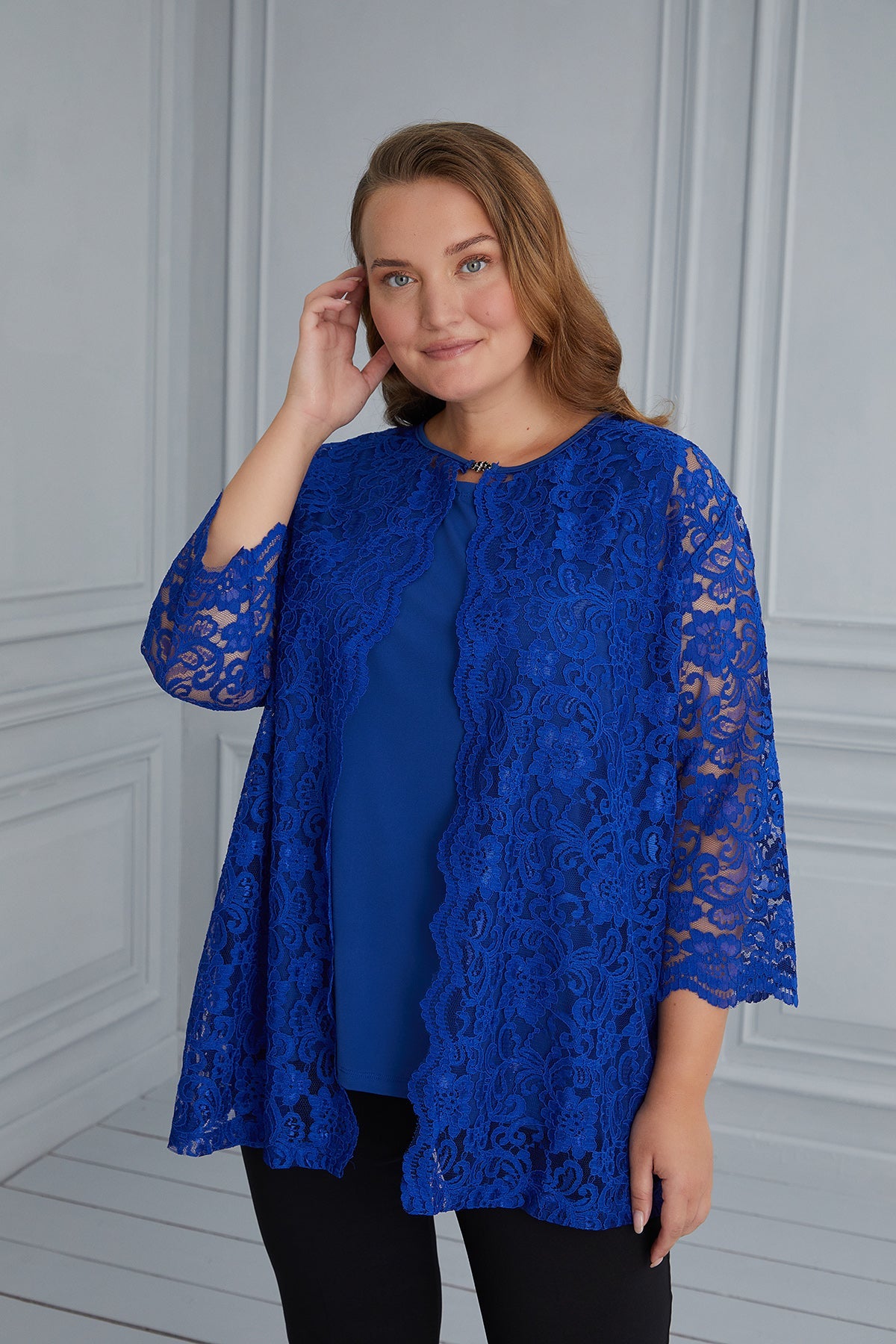 Maxi set bolero with lace 2 in 1 - royal blue