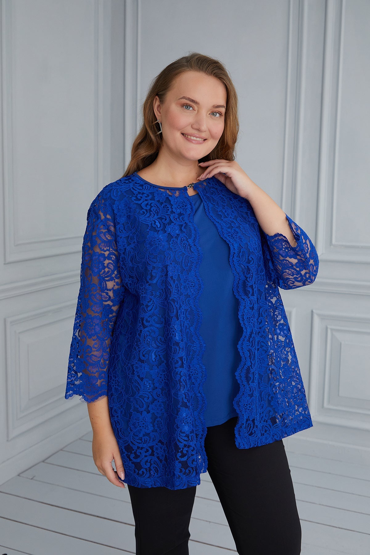 Maxi set bolero with lace 2 in 1 - royal blue