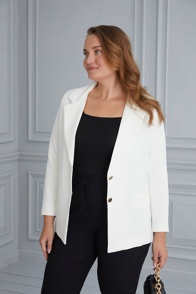 Elegant jacket with lining and two buttons - white