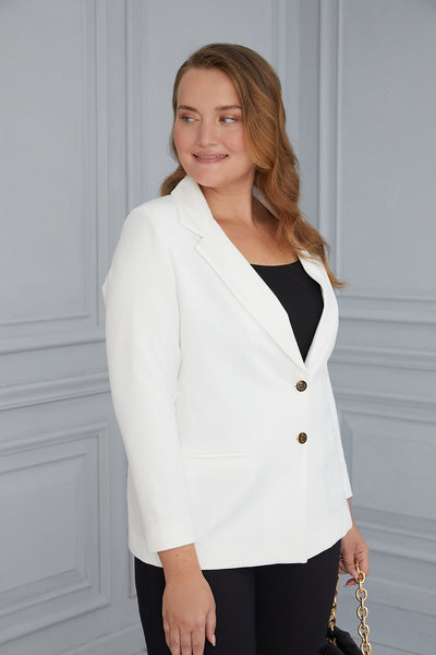 Elegant jacket with lining and two buttons - white