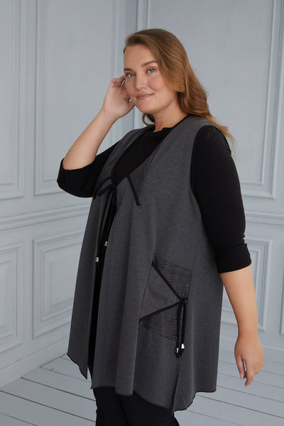 Maxi knitted bodice with ties-gray