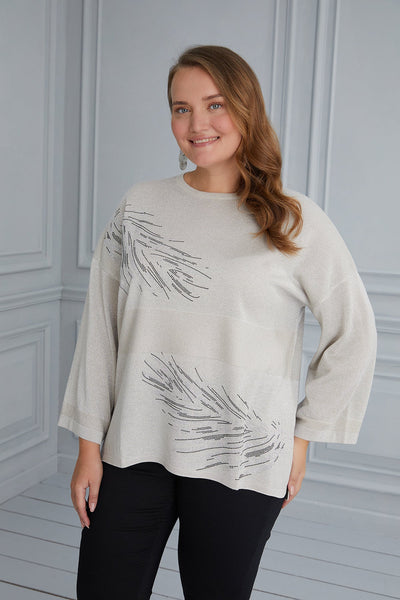 Maxi Blouse Gentle Feathers - beige