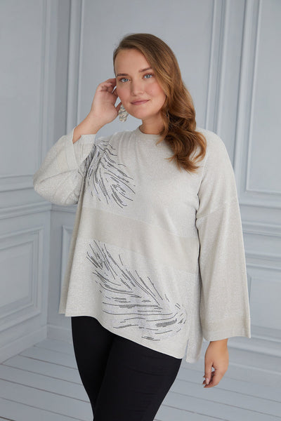 Maxi Blouse Gentle Feathers - beige