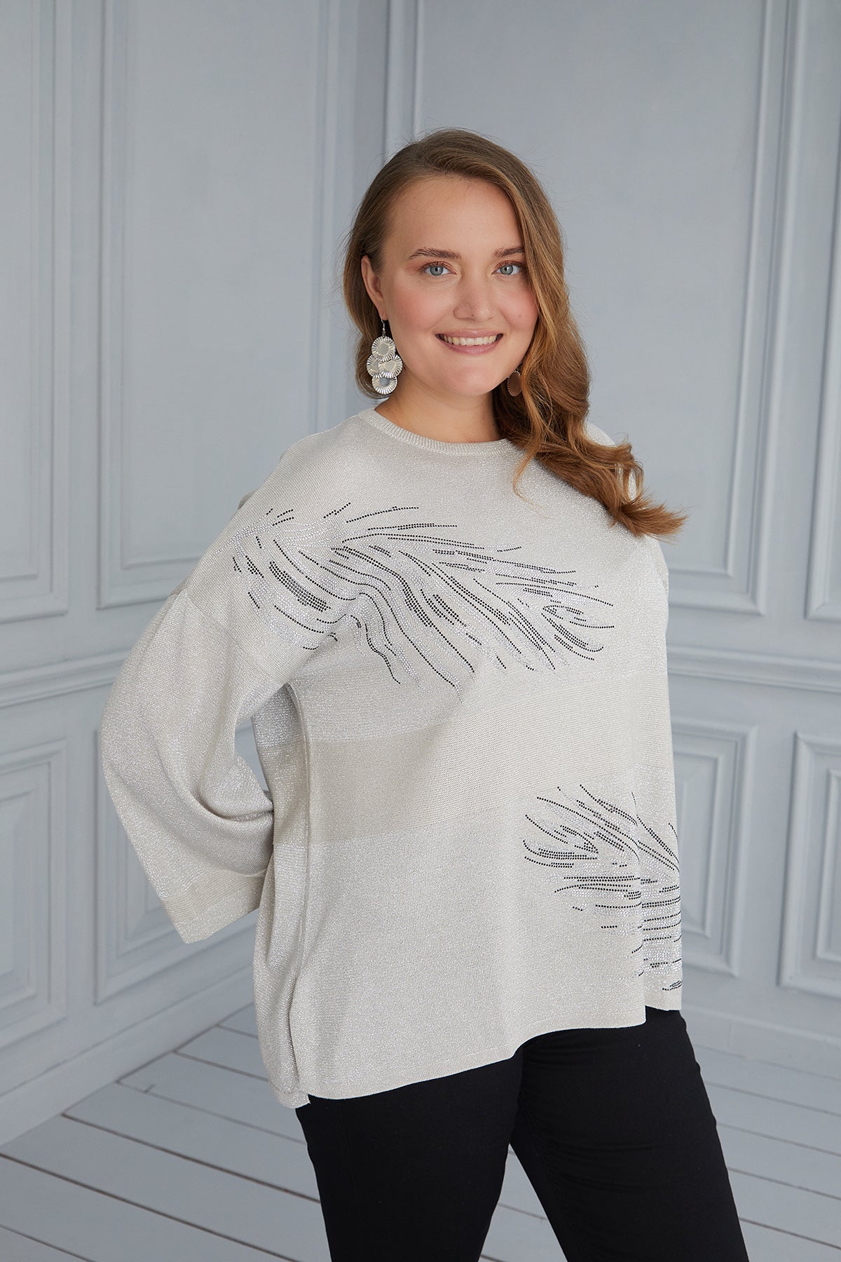 Maxi Blouse Gentle Feathers - beige