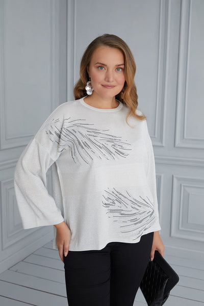 Maxi Blouse Tender Feathers - White