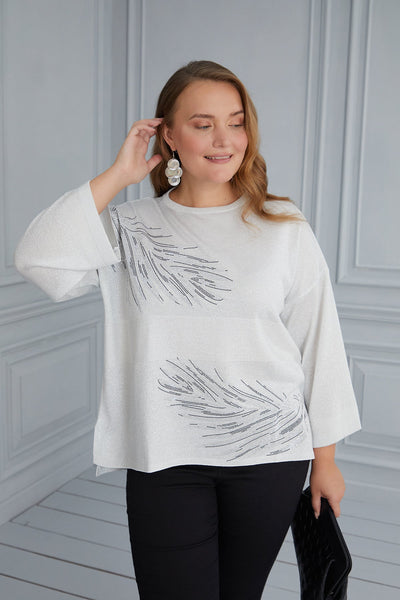 Maxi Blouse Tender Feathers - White