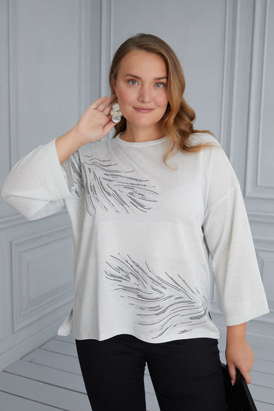 Maxi Blouse Tender Feathers - White