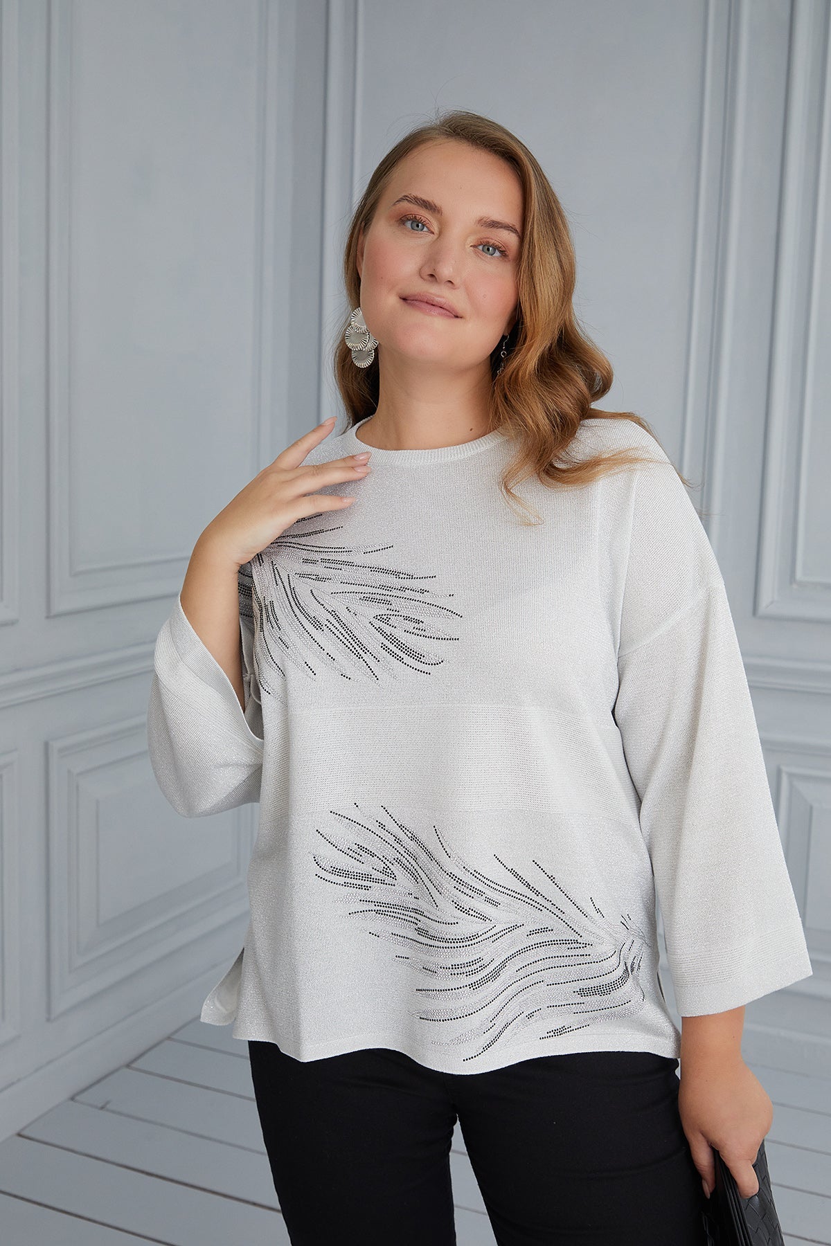 Maxi Blouse Tender Feathers - White