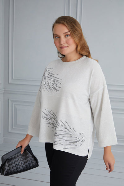 Maxi Blouse Tender Feathers - White