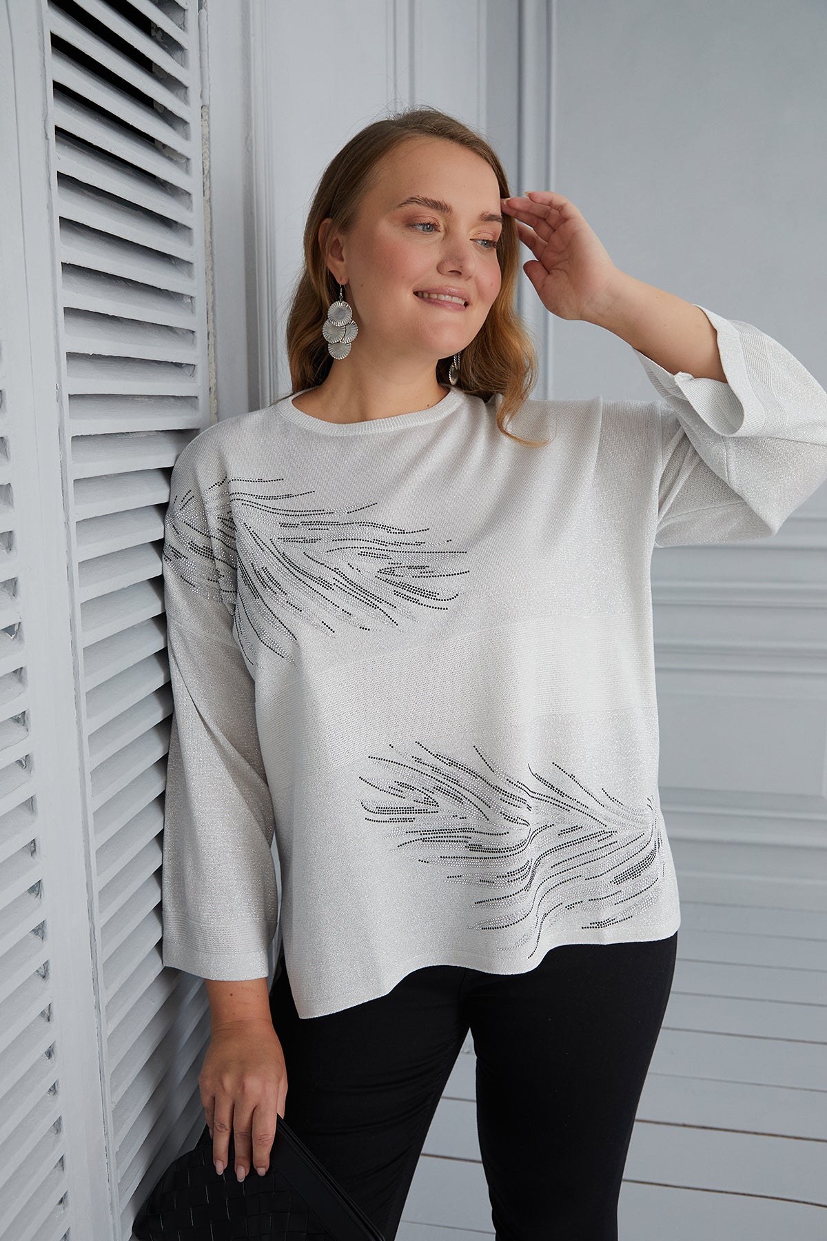 Maxi Blouse Tender Feathers - White