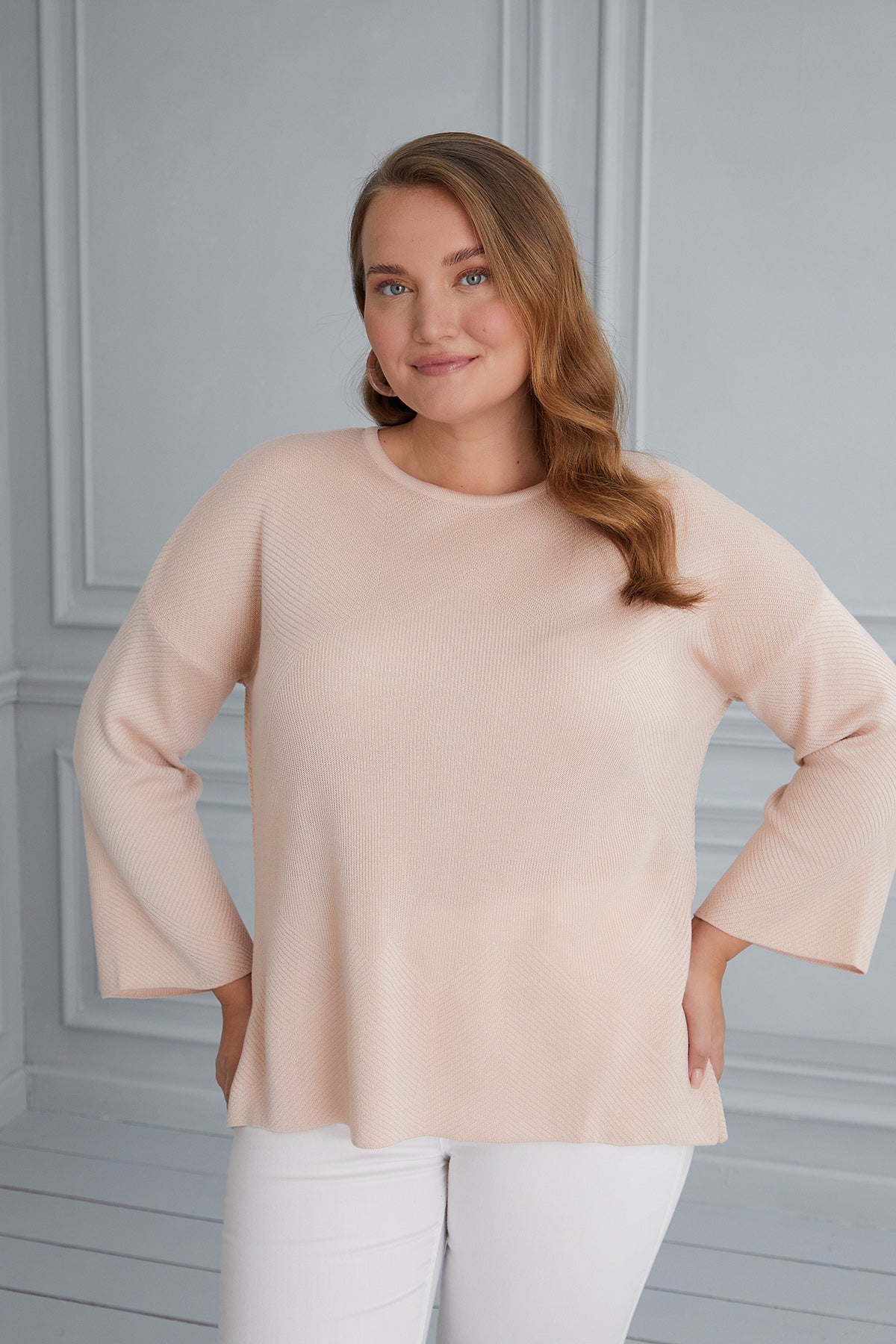 Oversized Blouse with flared sleeves - beige