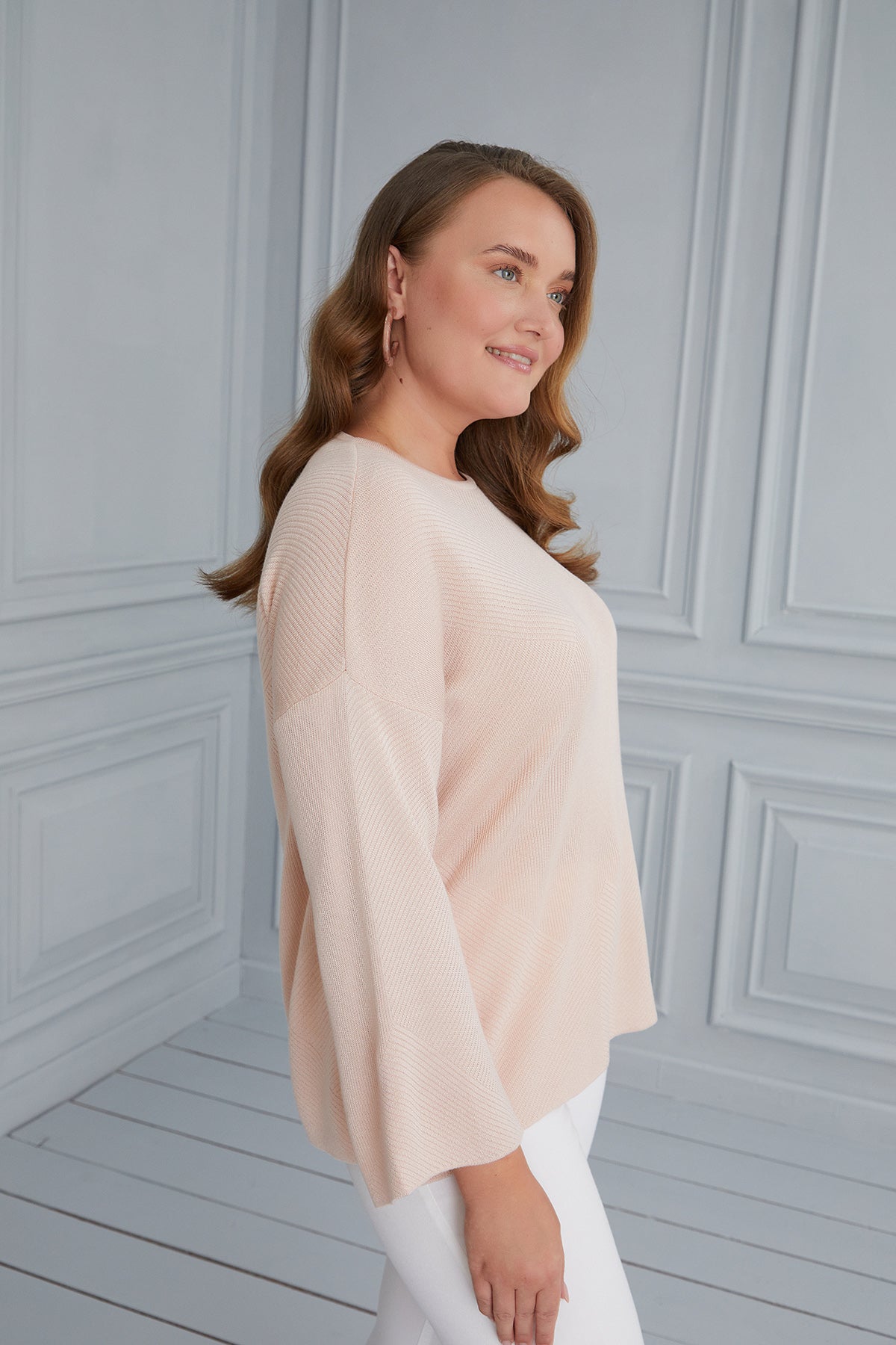 Oversized Blouse with flared sleeves - beige