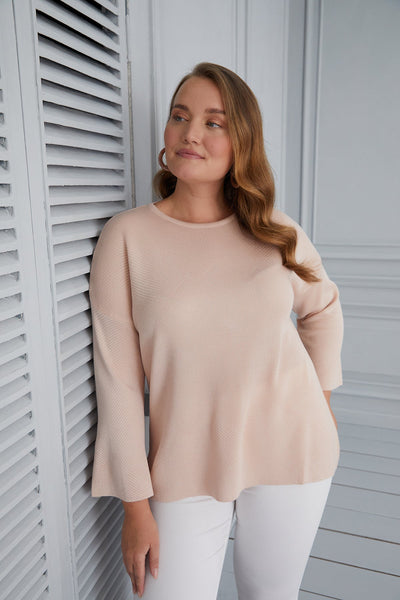 Oversized Blouse with flared sleeves - beige