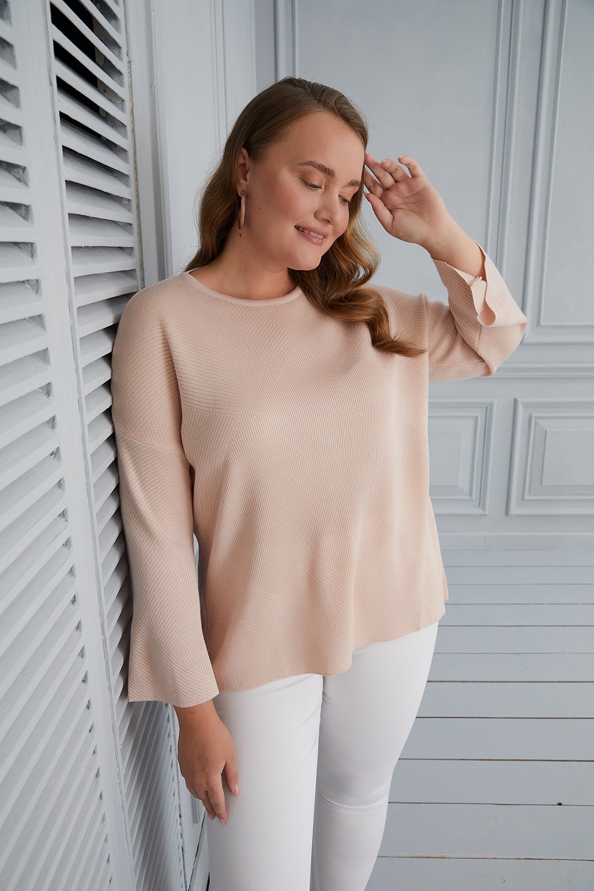 Oversized Blouse with flared sleeves - beige